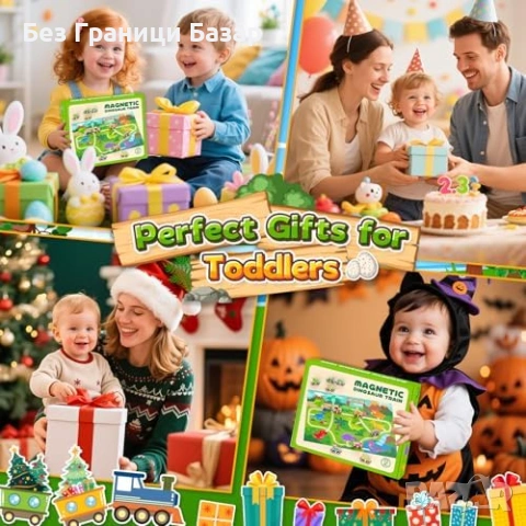 Нова играчка Образователно дървено влакче динозаври с магнити за деца 1-3, снимка 6 - Образователни игри - 53822828