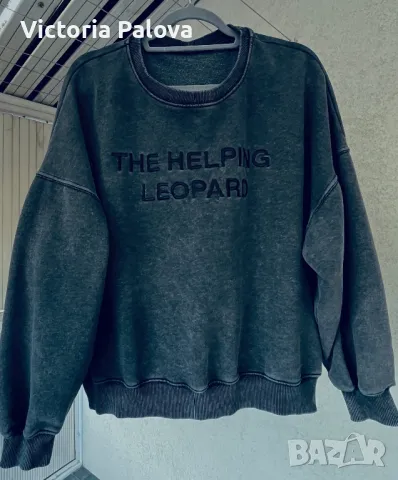 Блуза органик памук,кроп, овърсайз THE HELPING LEOPARD , снимка 6 - Блузи с дълъг ръкав и пуловери - 48840473