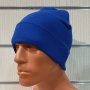 Нова мъжка зимна шапка с подгъв в син цвят, снимка 1 - Шапки - 39325482