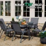 Метален Градински сет Napoli 7 части – Маса с Термо Стъкло и 6 Текстилни Стола, снимка 3