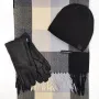 Кашмирен шал, кожени ръкавици и шапка-Луксозен мъжки комплект Код на продукта:KM-09, снимка 1