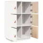 vidaXL Висок шкаф, бял, 67x40x108,5 см, борово дърво масив, снимка 6