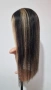 Естествена черна перука с руси кичури - 55 см, дантелена зона 4х4, снимка 7