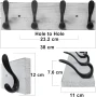 Закачалка за палта HONSKY за стенен монтаж, дървена с 4 двойни куки, бяла/черна, снимка 2
