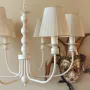 Нов модел  модерен полилей тип свещ и с  текстилни абажури и 6 рамена , снимка 6