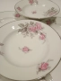 6 бр. порцеланови чинии 23 см. с флорален декор и сребрист кант, снимка 4