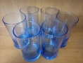 6 големи водни чаши синьо стъкло, снимка 3