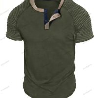 Мъжка модна ежедневна тениска с яка с копчета и къс ръкав, , снимка 2 - Тениски - 41830088