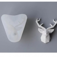3D геометричен елен глава калъп силиконов молд форма декор шоколад фондан украса гипс сапун смола, снимка 1 - Форми - 36164701