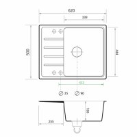 СТРАХОТНА МИВКА  Кухненска Мивка от гранит модел Копенхаген 620 x 500 mm - Бяла, снимка 8 - Други - 35844277