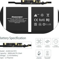 Батерия A1820, батерия за лаптоп Runpower, съвместима с MacBook Pro 15 инча (края на 2016 г., средат, снимка 2 - Батерии за лаптопи - 41852259