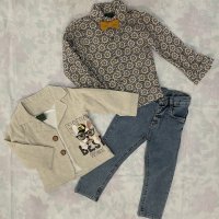 Комплект от сако, риза с папийонка и дънки, снимка 2 - Детски комплекти - 41291540