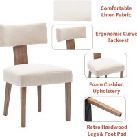 Комплект трапезни столове Wahson Mid Century от 2 ленени , снимка 5 - Столове - 44225862