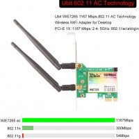 Безжична WiFi карта Intel AC 7265, AC1200Mbps, BT 4.0 2 х 6dBi антени, двулентова (5G/2.4G), за PC, снимка 2 - Мрежови адаптери - 36008269