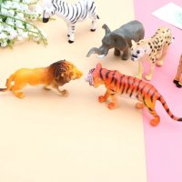 6 бр Диви Зоо Джунгла Животни слон лъв зебра жираф пластмасови фигурки за игра и украса торта , снимка 1 - Фигурки - 34486336