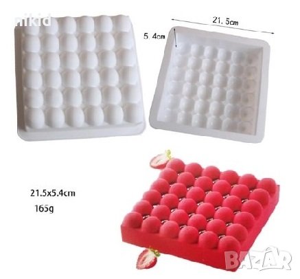 3d квадрат с топчета bubble силиконов молд силиконова форма тава за пай кекс мус десерт сладкиш, снимка 1