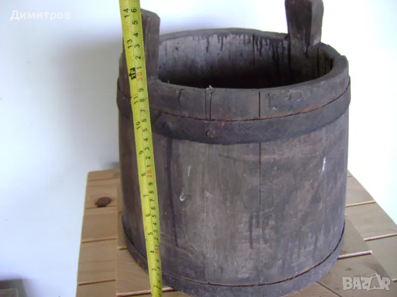 СТАРИНЕН ДЪРВЕН  СЪД КОФА  , снимка 1