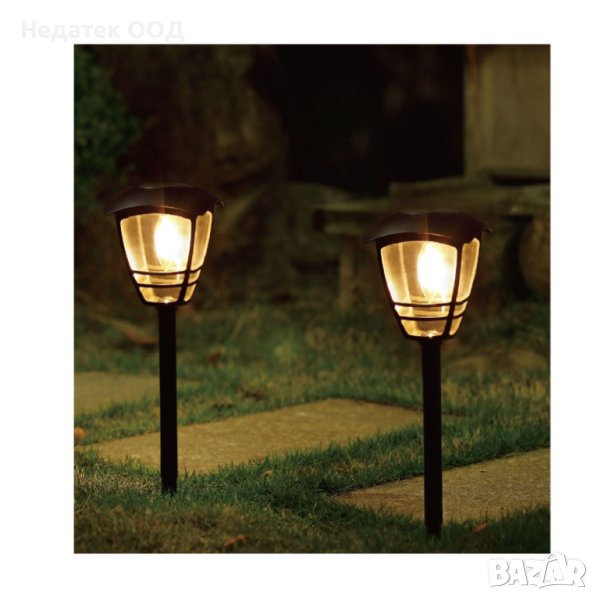 Соларен фенер, черен, с лампа, 44см, снимка 1