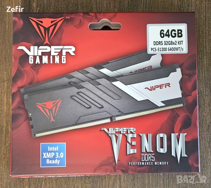 RAM DDR5-6400 CL32 64GB (2x32 GB) on-die ECC, снимка 1