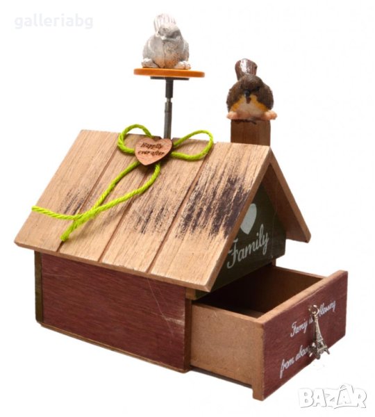 Музикална кутия - къщичка и птичета, снимка 1