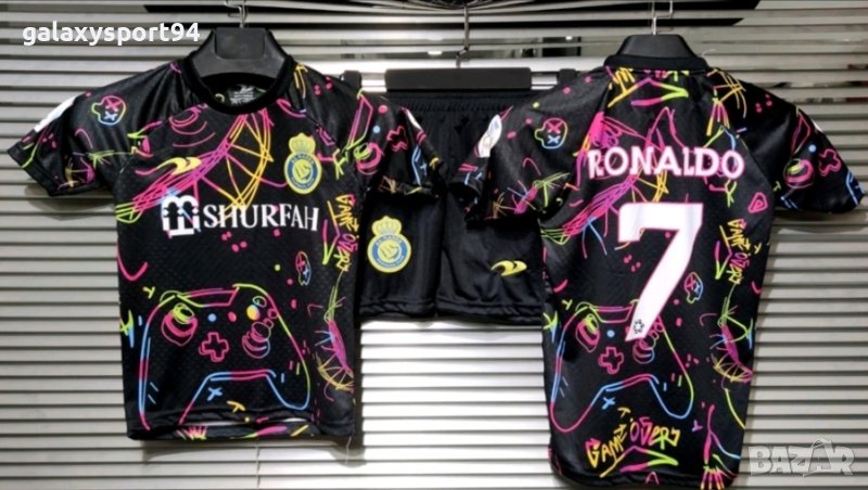Роналдо Шарено 2024 ново Детски екип черно + циклама Ал Насър, снимка 1