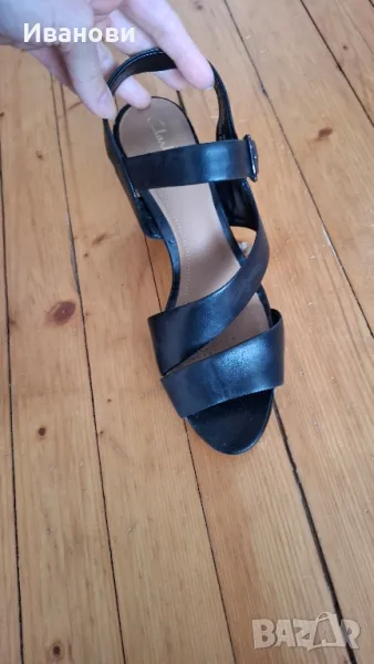 Чисто нови, черни, дамски обувки с дебел ток, 39 номер, снимка 1