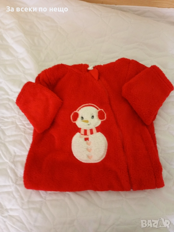 Червен пухен гащеризон за момиче 24-36 м. , снимка 1