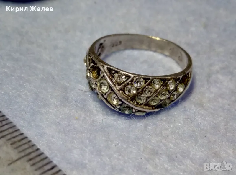 СТАР СКЪПОЦЕНЕН СРЕБЪРЕН ПРЪСТЕН СРЕБРО 925 с ИСКРЯЩИ ФАСЕТИРАНИ ЦИРКОНИ 48652, снимка 1