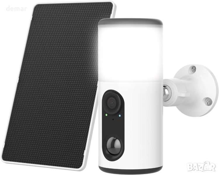 ANRAN 2K безжична соларна охранителна камера с прожектор, PIR детектор, снимка 1