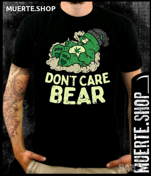 Черна тениска с щампа DONT CARE BEAR, снимка 1