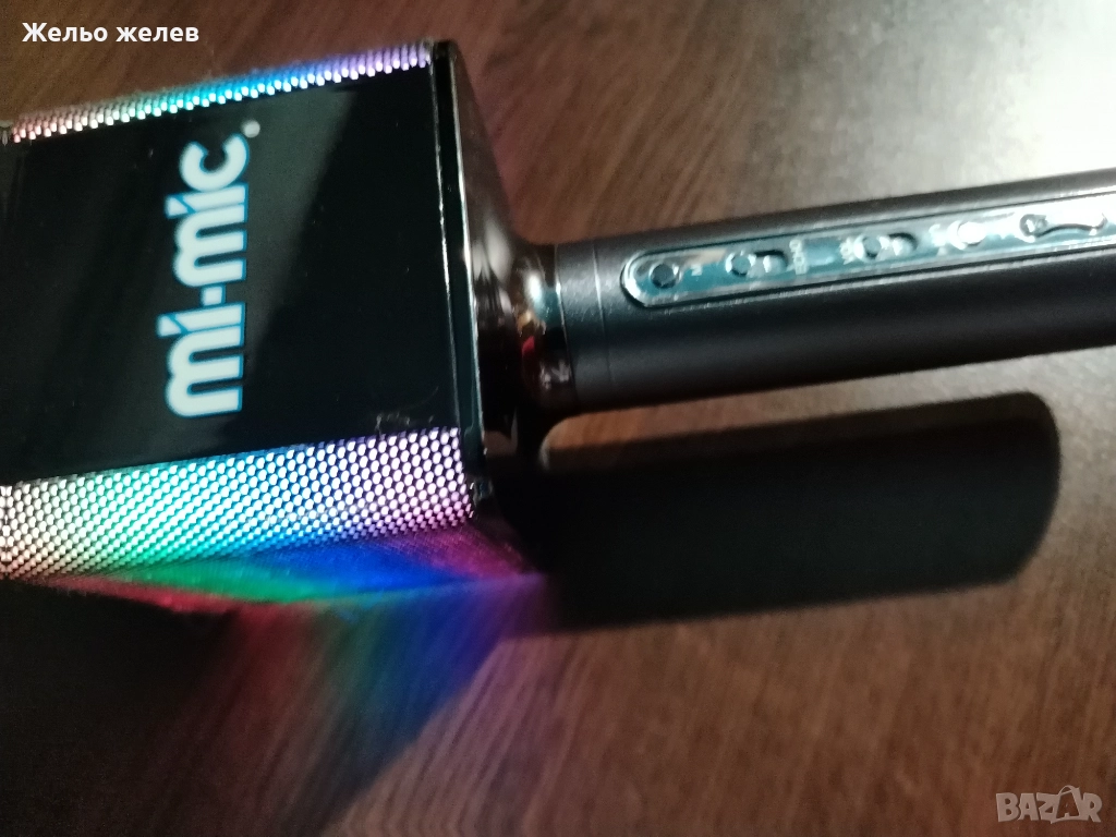 Микрофон mi mic, блутунг с кабел за зареждане и светл, ефекти, снимка 1
