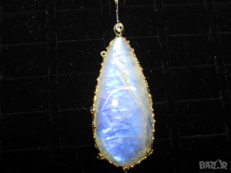 925 сребърно колие с лунен камък 90 карата, подходящо за подарък, снимка 1