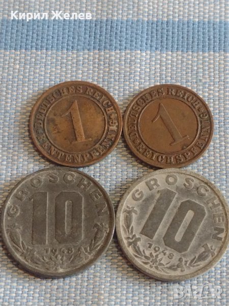 Четири монети 1 райхспфенинга 1924/31г. / 10 гроша 1948г. Австрия за КОЛЕКЦИЯ 30204, снимка 1