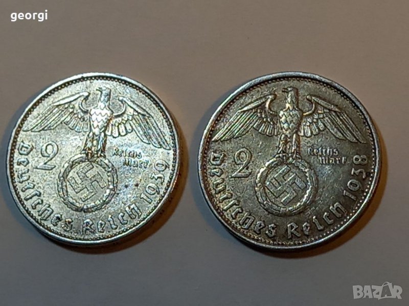 Сребърна монета 2 райх марки свастика , снимка 1