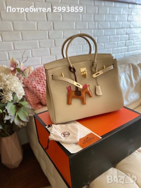 чанта Ермес Бъркин 35cm*HERMES BIRKIN 35 ETOUPE TOGO GOLD HARDWARE, снимка 1