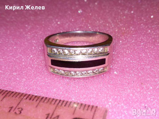 ПРЕКРАСЕН СКЪПОЦЕНЕН СРЕБЪРЕН ПРЪСТЕН РОДИРАНО СРЕБРО 925 с ЧЕРЕН ОНИКС и ИСКРЯЩИ ЦИРКОНИ 43361, снимка 8 - Пръстени - 44392509