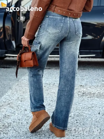 URBANNOW Дамски карго дънки с колан, снимка 3 - Дънки - 47730458