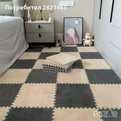 Велурен мек килим - пъзел , комплект от 12 части, за под на детска стая, 30х30 см, снимка 10 - Други - 49169946