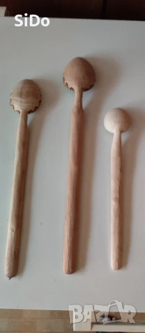 Лот 11 дървени битови лъжици за готвене и дърво.чукче за пържоли и др., снимка 4 - Прибори за хранене, готвене и сервиране - 50577976