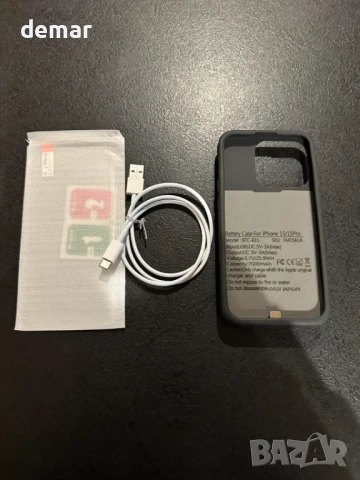 Калъф с батерия BOPPS за iPhone 15/15 Pro, 7000mAh, Черен; Червен, снимка 10 - Калъфи, кейсове - 50688481