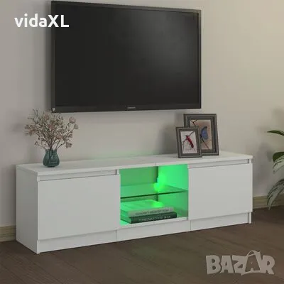 vidaXL ТВ шкаф с LED осветление, бял, 120x30х35,5 см(SKU:804283), снимка 4 - Шкафове - 49064087