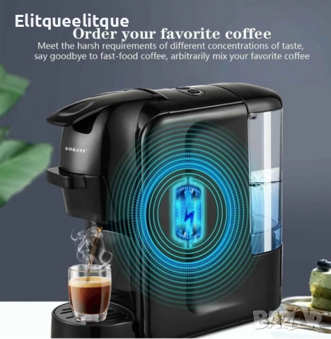 Еспресо машина SOKANY SK-516, за капсули и мляно кафе 3 в 1, 1450W, 19 бара, снимка 5 - Други - 52346601