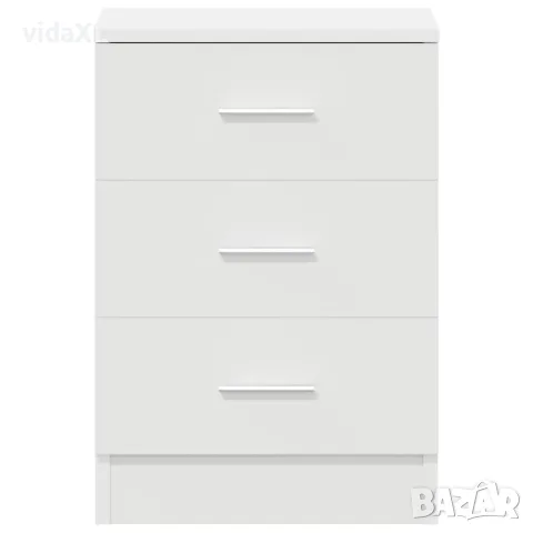 vidaXL Нощно шкафче, бяло, 38x35x56 см, инженерно дърво, снимка 6 - Шкафове - 56147711