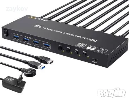 4-портов 4K60Hz HDMI USB3.0 KVM-превключвател , снимка 3 - Кабели и адаптери - 47320809