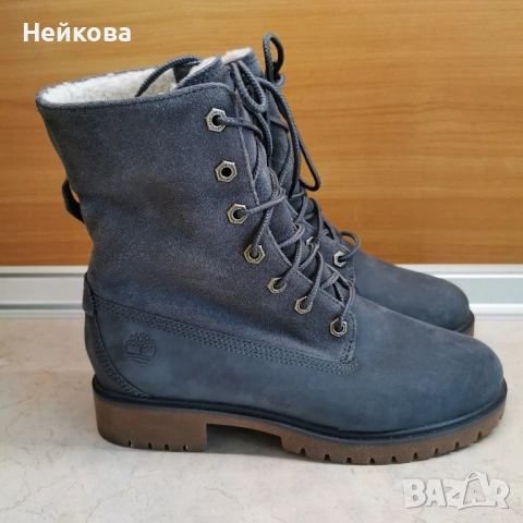Дамски ботуши Timberland Jayne Waterproof Fleece Fold-Down, тъмносиви 37 , снимка 3 - Дамски ботуши - 52478187