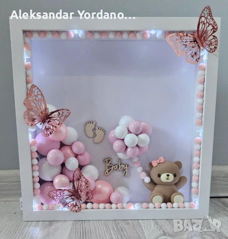 3Д бебешка визитка.Луксозен подарък за изписване ,погача, кръщене., снимка 6 - Мебели за детската стая - 53658113