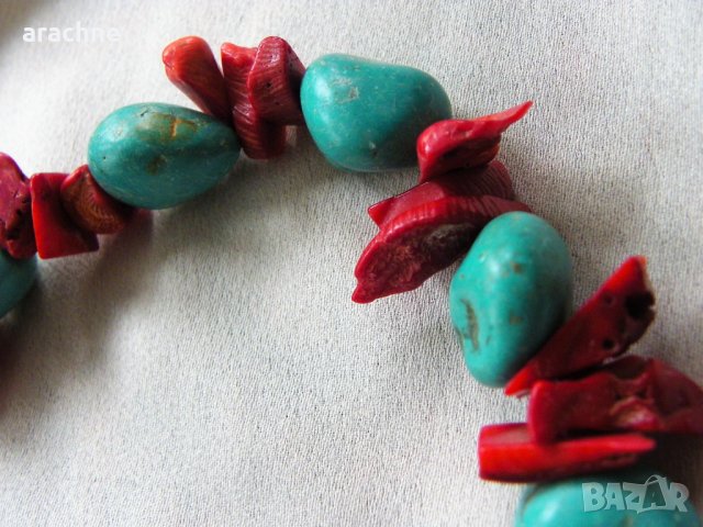 Индиански гердан "навахо" с големи късове тюркоаз и корали, снимка 4 - Други - 41120995