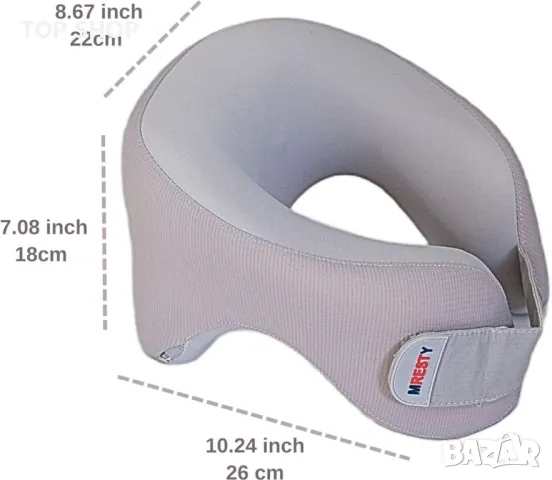 MRESTY възглавница за врат за пътуване от мемори пяна, дишаща калъфка, с маска за очи и тапи за уши, снимка 5 - Възглавници - 49937953