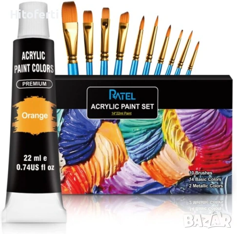 Комплект акрилни бои RATEL, [14 x 22 ml]