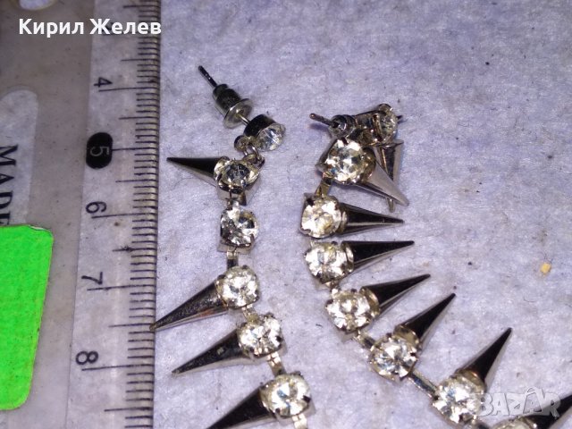 КРАСИВИ СРЕБРИСТИ МЕТАЛСКИ РОКАДЖИЙСКИ СТИЛ ОБЕЦИ от НЕРЪЖДАЕМА СТОМАНА с ИСКРЯЩИ КРИСТАЛИ 28486, снимка 6 - Обеци - 41483949